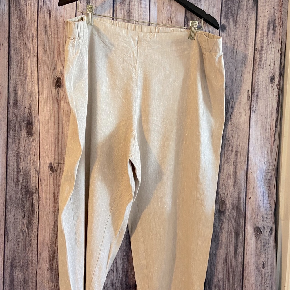 J Jill Tan Linen Stretch Crops Size 2X